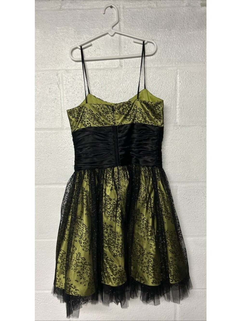 Y2K Fairy Short Semi Formal Dress Homecoming Morgan & Co. Size 3/4 Green Black - Picture 2 of 7